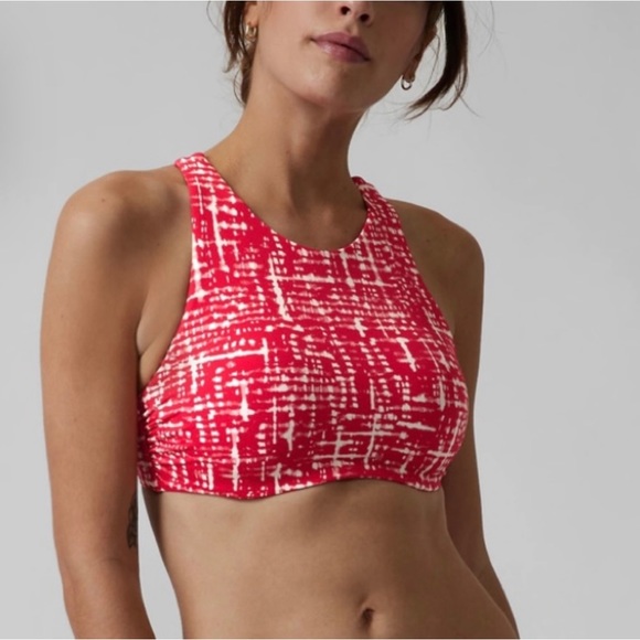 NWT-Athleta Red/White Maldives Bra Cup Bikini Top, Size 40B/C - Picture 1 of 5